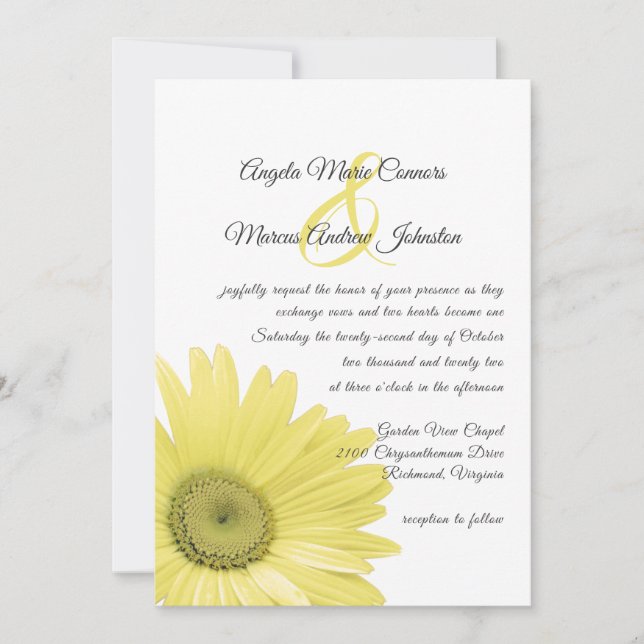 Yellow Daisy Wedding Invitation (Front)