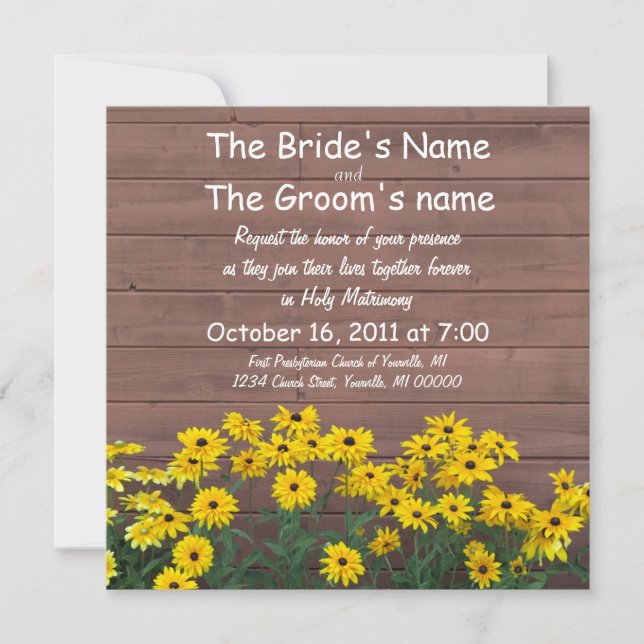 yellow daisy wedding invitations (Front)