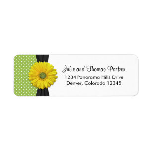 Yellow Daisy Wedding Return Address Label
