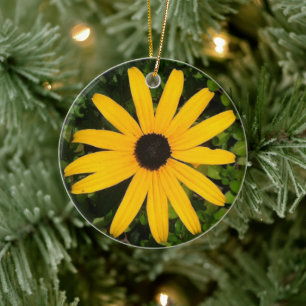 Yellow Daisy Wildflower Photography  Ceramic Tree Decoration