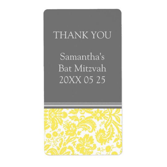Yellow Damask Bat Mitzvah Favour Tags Shipping Label