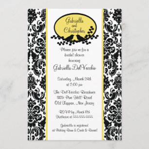 Yellow Damask Bridal Shower Invitation
