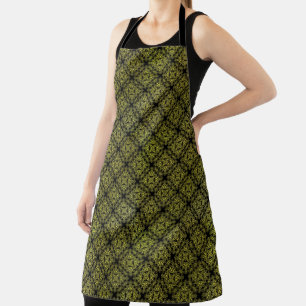 Yellow Damask Medallion Pattern Apron