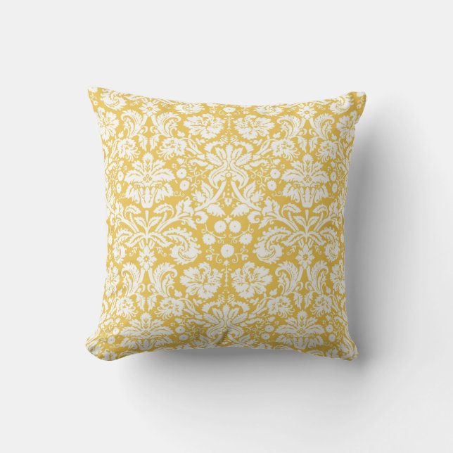 Yellow damask pattern cushion (Front)