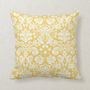 Yellow damask pattern cushion