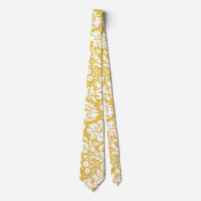 Yellow damask pattern tie (Front)