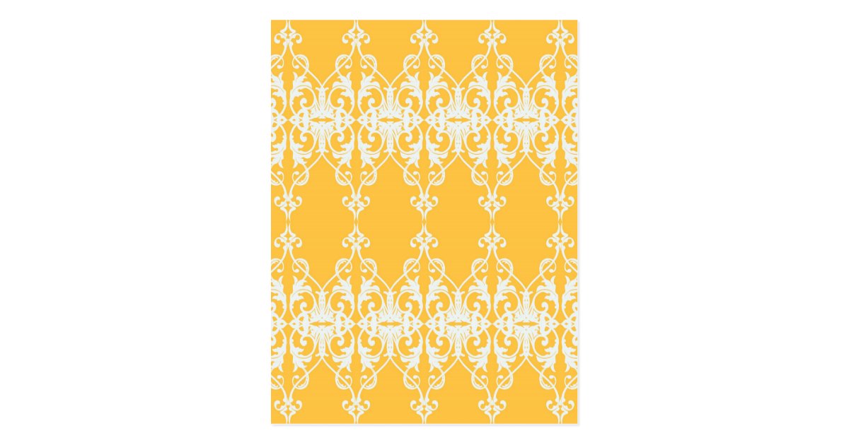 Yellow Damask Postcard Zazzle.co.uk