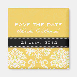 Yellow Damask Save the Date Magnet