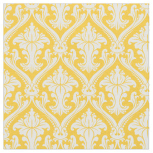 Yellow Damask Vintage Elegant Pattern Fabric