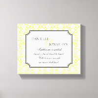 Yellow damask wedding personalised canvas art