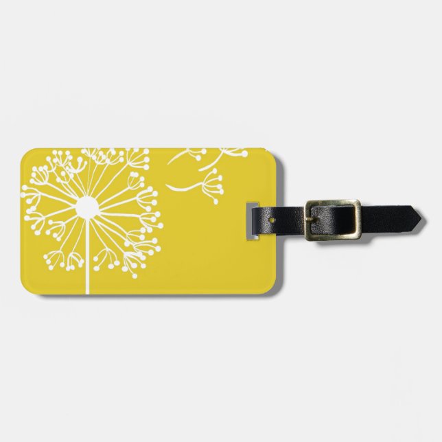 Yellow Dandelion Design Luggage Tag (Front Horizontal)