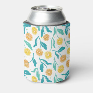 Yellow Dandelion Floral Pattern - Nature-Inspired  Can Cooler