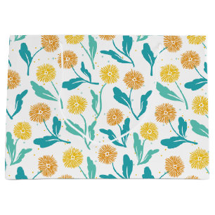 Yellow Dandelion Floral Pattern - Nature-Inspired  Large Gift Bag