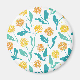Yellow Dandelion Floral Pattern - Nature-Inspired Magnet