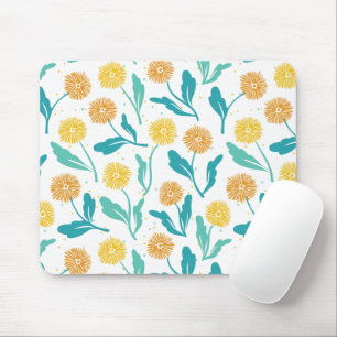 Yellow Dandelion Floral Pattern - Nature-Inspired Mouse Mat