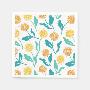 Yellow Dandelion Floral Pattern - Nature-Inspired Napkin