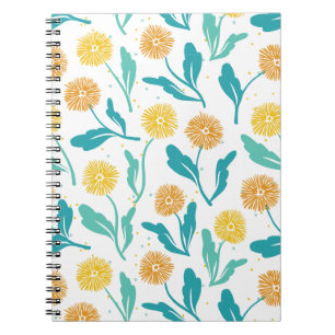 Yellow Dandelion Floral Pattern - Nature-Inspired Notebook