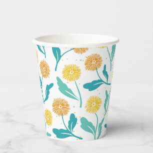 Yellow Dandelion Floral Pattern - Nature-Inspired  Paper Cups