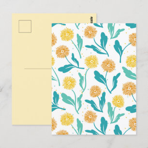 Yellow Dandelion Floral Pattern - Nature-Inspired  Postcard