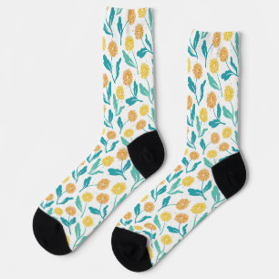 Yellow Dandelion Floral Pattern - Nature-Inspired  Socks