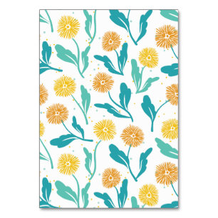 Yellow Dandelion Floral Pattern - Nature-Inspired  Table Number