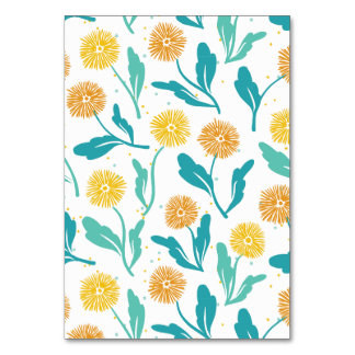 Yellow Dandelion Floral Pattern - Nature-Inspired Table Number