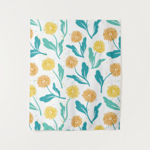 Yellow Dandelion Floral Pattern - Nature-Inspired Tapestry
