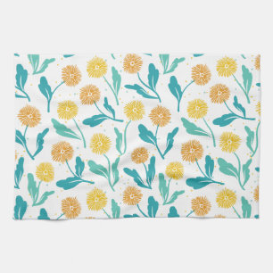 Yellow Dandelion Floral Pattern - Nature-Inspired  Tea Towel