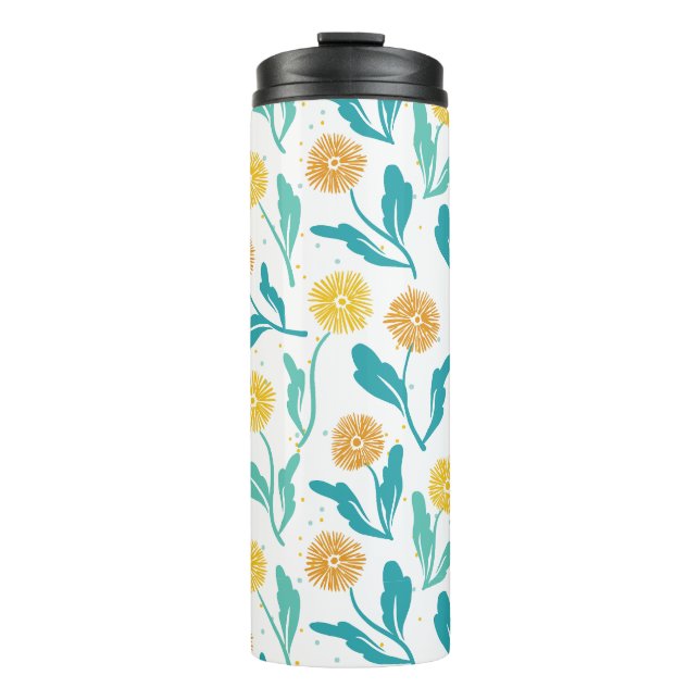 Yellow Dandelion Floral Pattern - Nature-Inspired  Thermal Tumbler (Front)