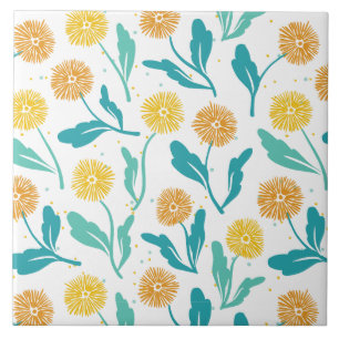 Yellow Dandelion Floral Pattern - Nature-Inspired  Tile