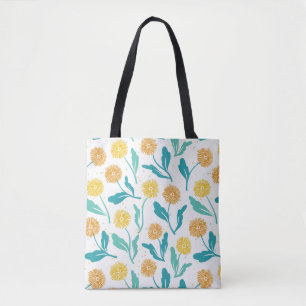 Yellow Dandelion Floral Pattern - Nature-Inspired Tote Bag