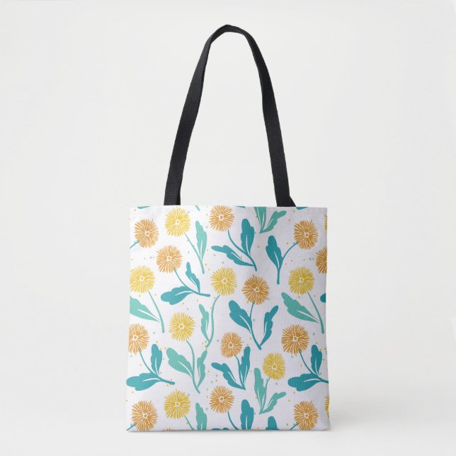 Yellow Dandelion Floral Pattern - Nature-Inspired  Tote Bag (Front)