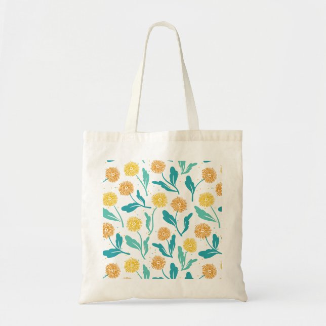 Yellow Dandelion Floral Pattern - Nature-Inspired  Tote Bag (Front)