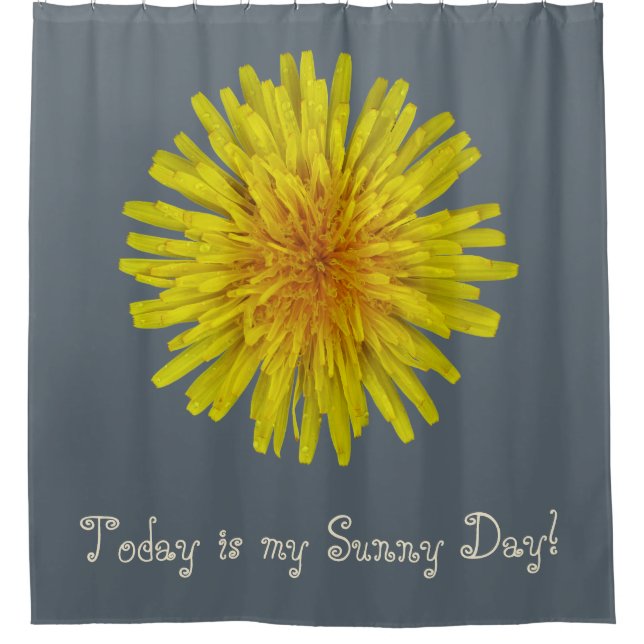 Yellow Dandelion Flower any Text on any Colour Shower Curtain (Front)
