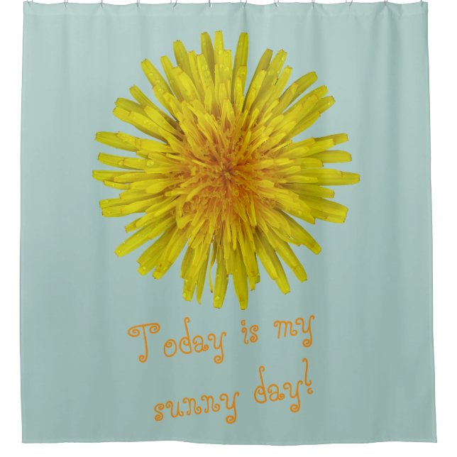 Yellow Dandelion Flower any Text on any Colour Shower Curtain (Front)