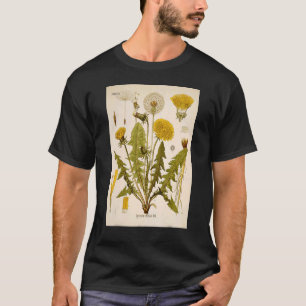 Yellow Dandelion Flower Phase Vintage Botanical Il T-Shirt