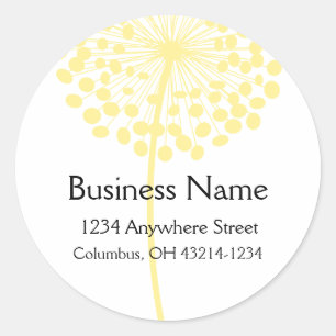 Yellow Dandelion Flower Round Address Labels