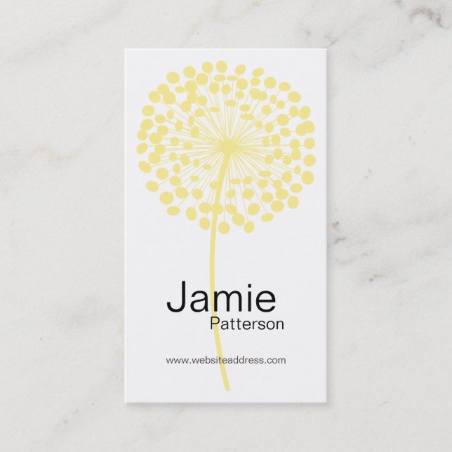 Yellow Dandelion Flower Vertical Business Cards (Front)