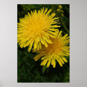 Yellow Dandelion Graphic Art Print. Poster