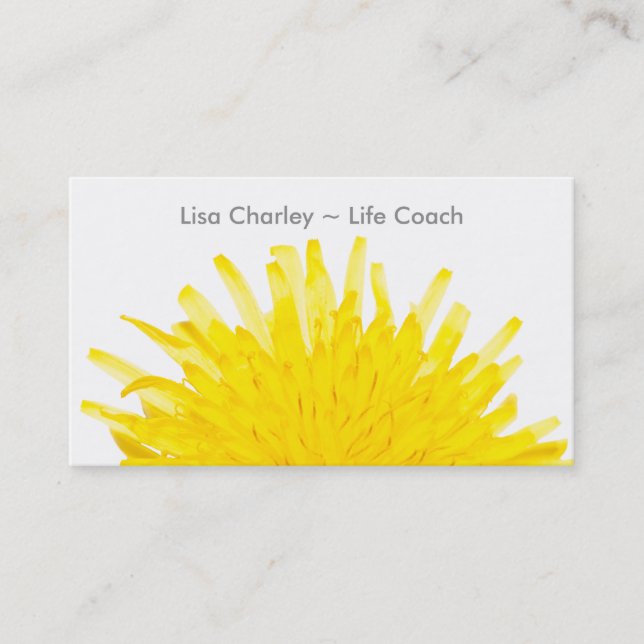 Yellow Dandelion on white Business Card (Front)