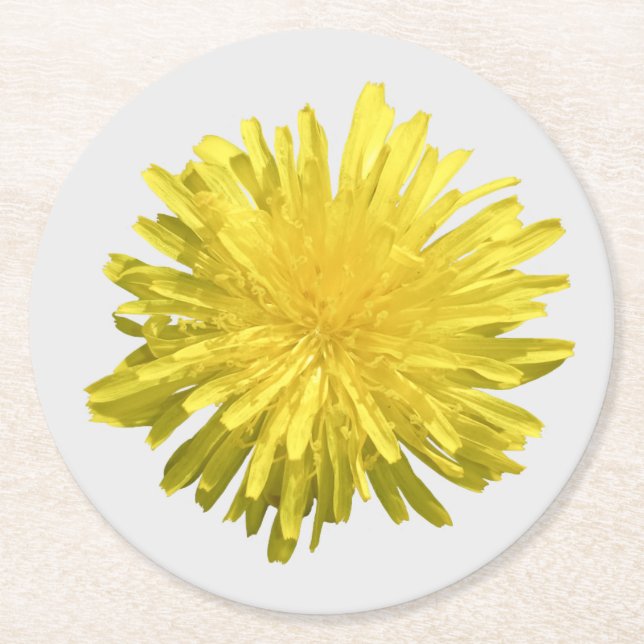 Yellow Dandelion Paper Coaster (Front)