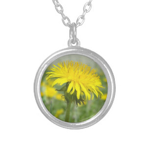 Yellow Dandelion Silver Plated Necklace