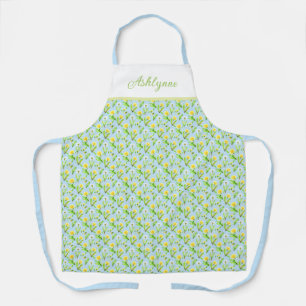 Yellow Dandelion Watercolor Floral Pattern Name  Apron