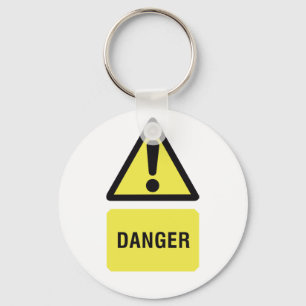 Yellow Danger Sign Key Ring