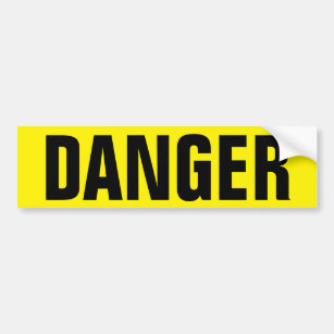 Yellow danger sign on durable vinyl stickers