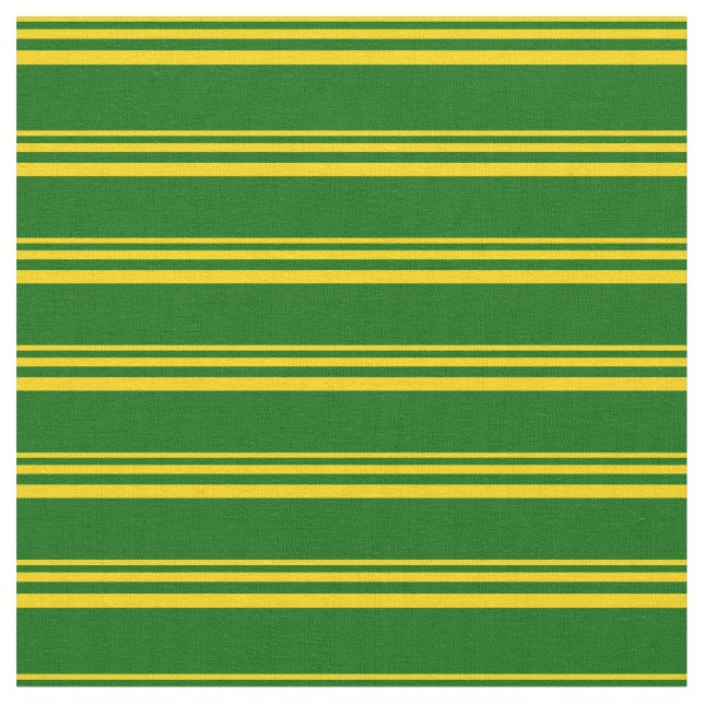 Yellow & Dark Green Coloured Pattern of Stripes Fabric (Close Up)