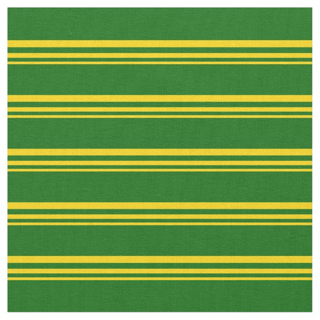 Yellow & Dark Green Lines/Stripes Pattern Fabric (Close Up)