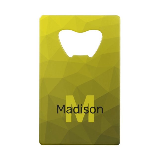 Yellow dark ombre geometric mesh pattern Monogram (Front)