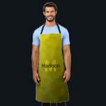 Yellow dark ombre geometric mesh pattern Monogram Apron<br><div class="desc">Monogram Personalise with your custom initial and name. Yellow gold ombre gradient geometric mesh pattern modern design. Triangle geometric mesh with light dark yellow gold black ombre gradient.</div>