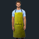 Yellow dark ombre geometric mesh pattern Monogram Apron<br><div class="desc">Monogram Personalise with your custom initial and name. Yellow gold ombre gradient geometric mesh pattern modern design. Triangle geometric mesh with light dark yellow gold black ombre gradient.</div>